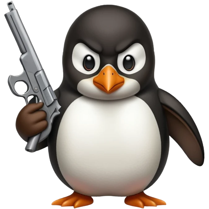 Angry penguin with a 373 magnum in his hand emoji