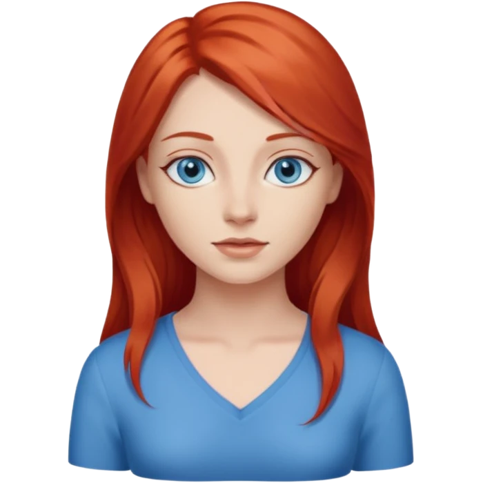 woman with middle to long red hair, blue eyes, fair skin emoji