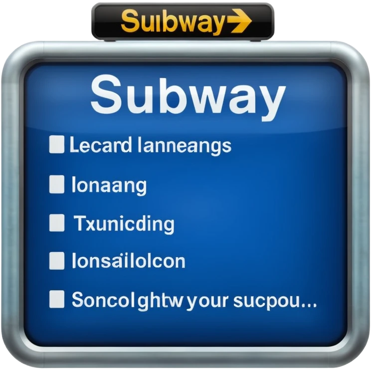 Platform Board – blue text display, Subway Sign. emoji