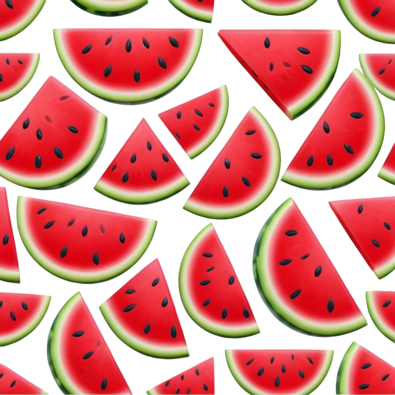 Cinematic juicy watermelon, thick slices revealing vibrant red interior, glossy and glistening with tiny black seeds, fresh and refreshing, soft glowing background, summer vibes. emoji