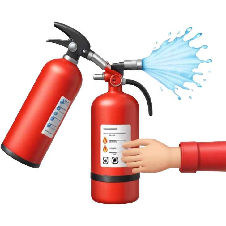 hand holding Fire extinguisher
 and puts out fire emoji