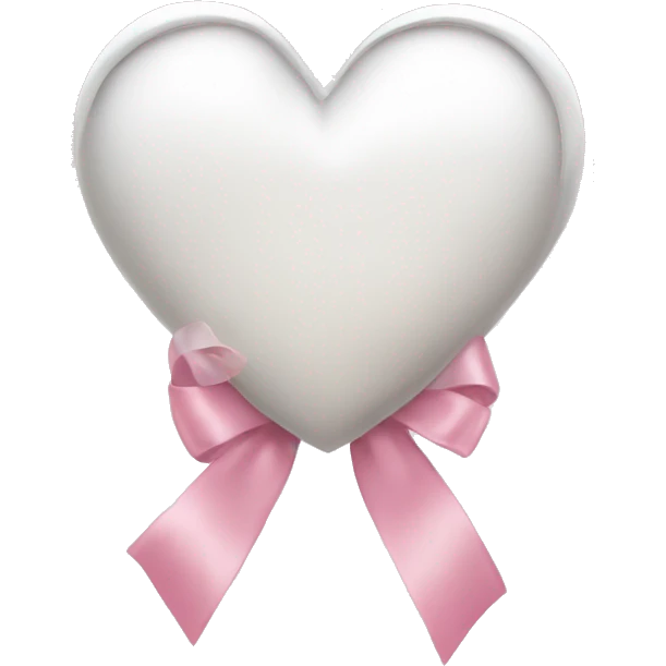 white heart with light pink ribbon bow emoji