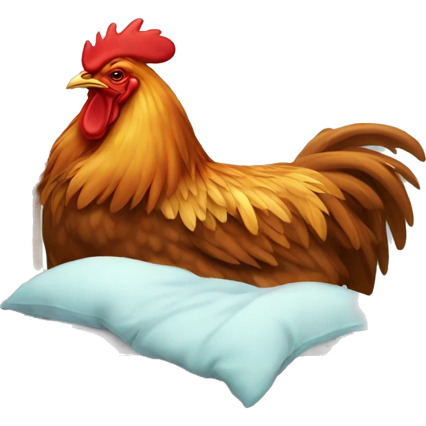 Rooster sleeping on a bed emoji
