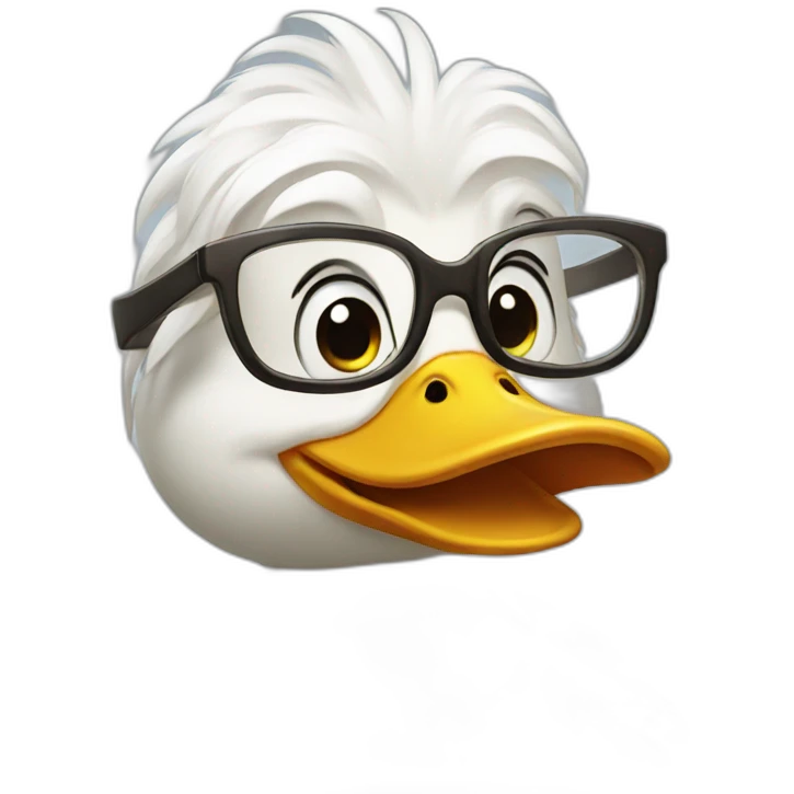 female duck wearing glasses emoji