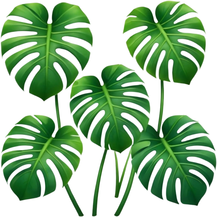 three small icons of mostera leaves emoji