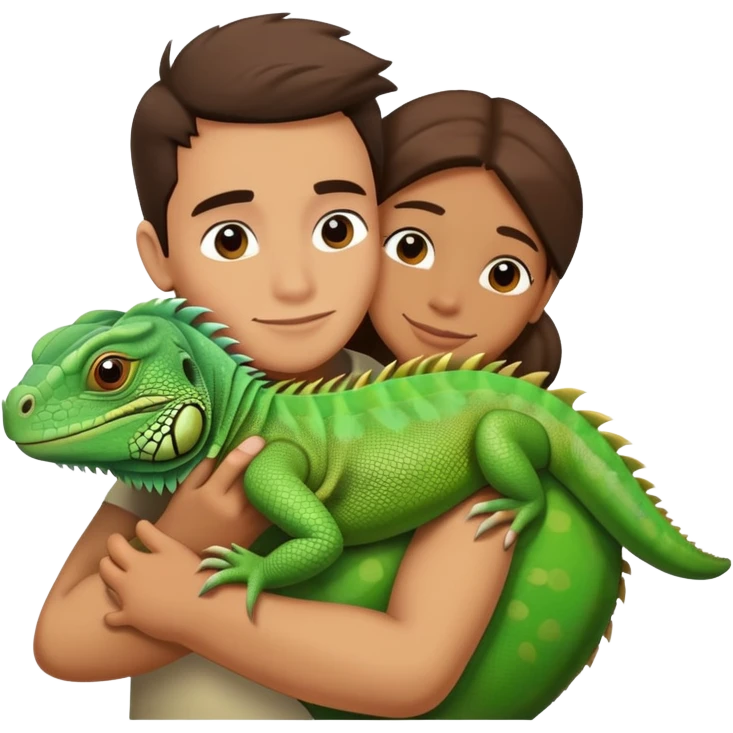 person hugging an iguana emoji