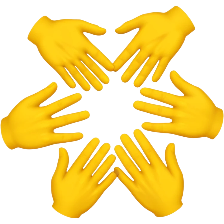 3 yellow hands face down in a circle about to say hurrah emoji