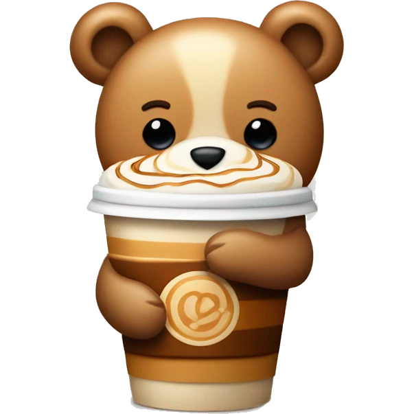 Teddy bear holding caramel macchiato  emoji