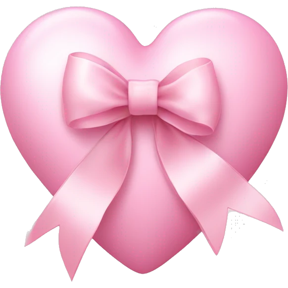 Baby pink heart with pale pink ribbon bow emoji