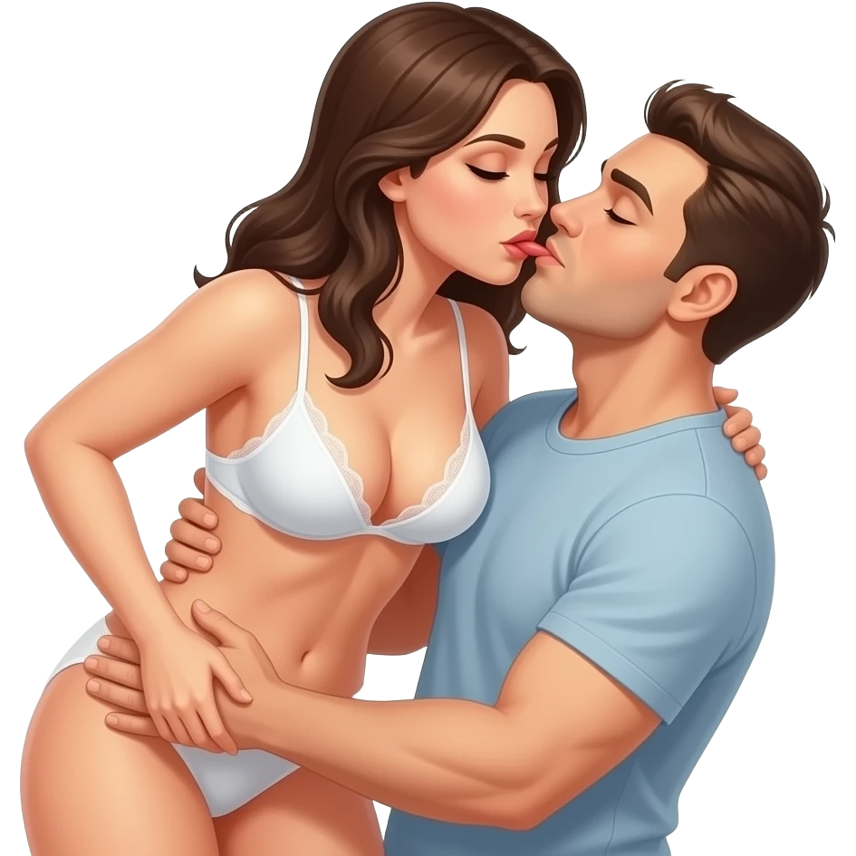 Female in a threesome sexual act being penetrated from behind while giving oral sex to a man emoji