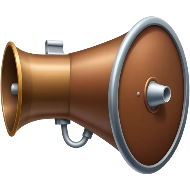 A brown Shield With a mega phone imprinted on it  emoji