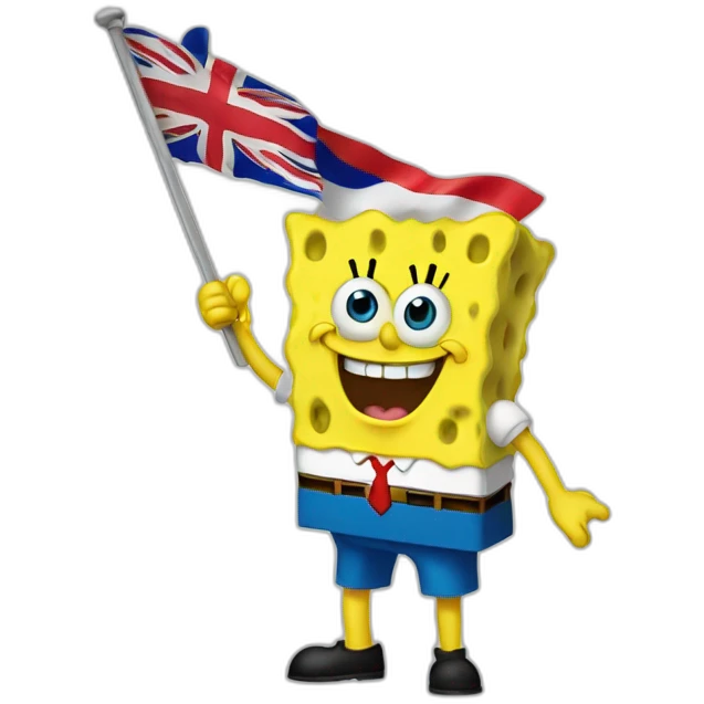sponge bob holding chilian flag emoji