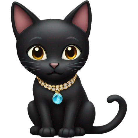 Black cat with a necklace  emoji