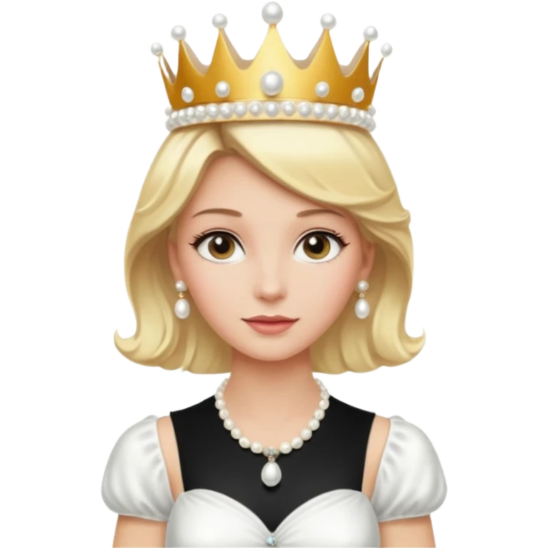 Blonde Elegant blonde princess with white gloves and pearl necklace, wearing crown.
 emoji