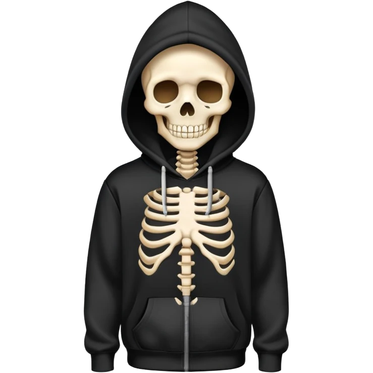 Skeleton wearing a black hoodie and a fire background  emoji