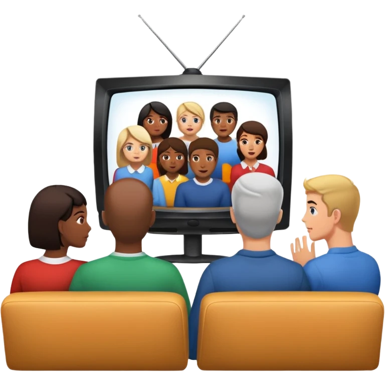personas debatiendo revisando una tv emoji