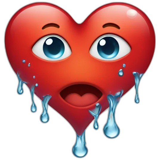 Red heart with a water tear emoji