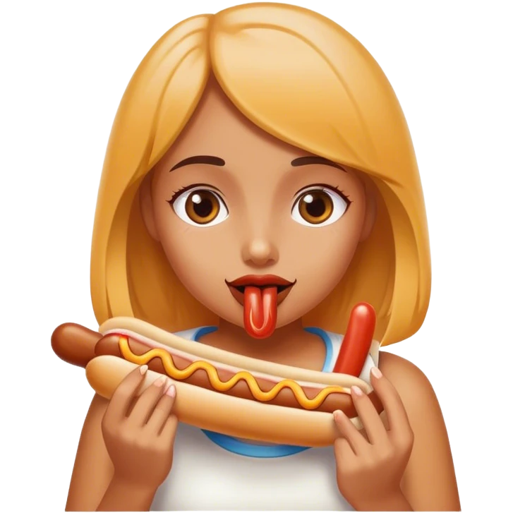 girl eating a hotdog emoji