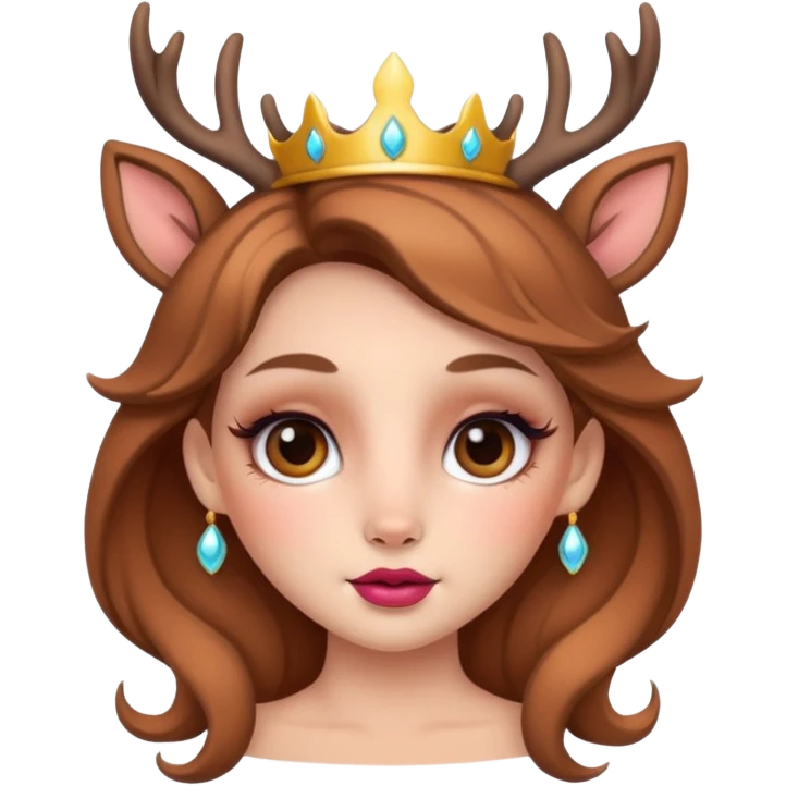 Cute deer princess with makeup on  emoji