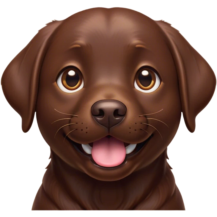 Cinematic Comical Chocolate Labrador Portrait Emoji, Head tilted dramatically with an exaggeratedly amused expression, featuring a glossy chocolate Fur with a rich, radiant finish, wide, expressive brown eyes filled with playful disbelief, Simplified yet hilariously expressive features, highly detailed, glowing with a slightly sassy glow, high shine, dramatic yet playful, stylized with an air of cheeky mischief, bright and endearing, soft glowing outline, capturing the essence of a spirited and over-the-top companion, so meme-worthy it feels like it could side-eye its way into internet fame instantly! emoji