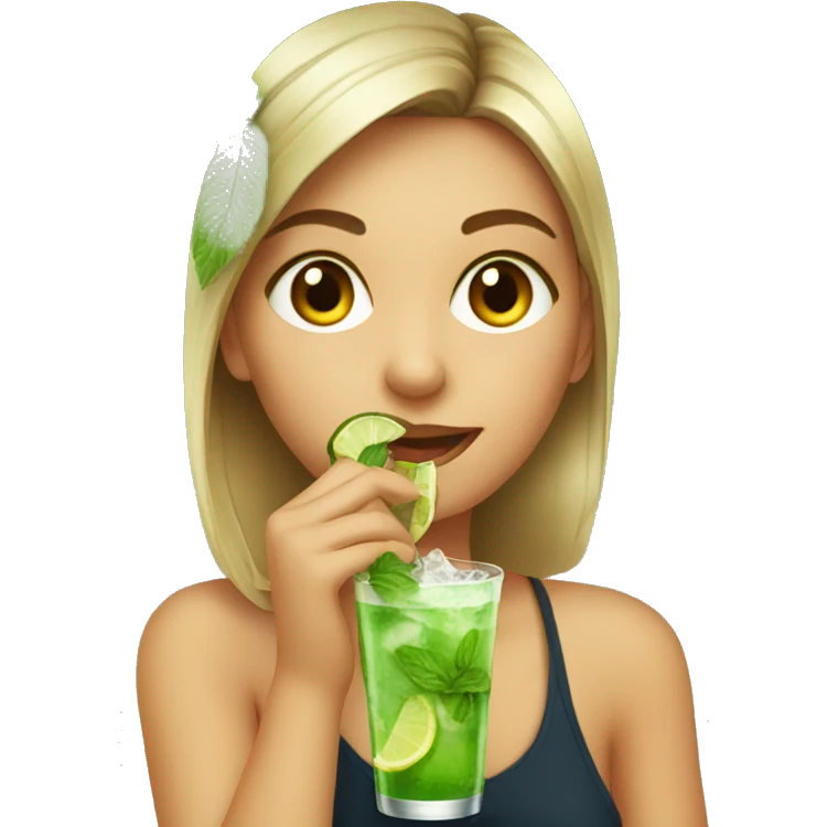 Girl drinking a mojito emoji