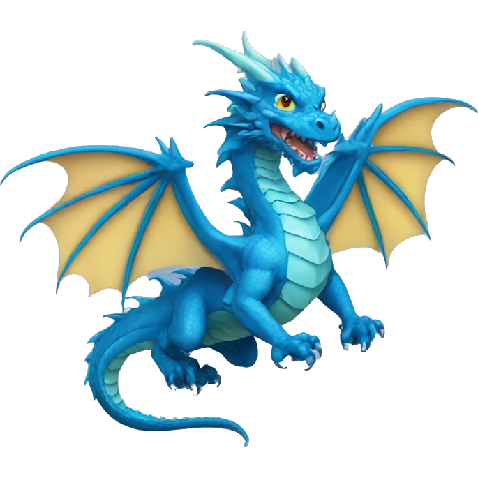 Flying Three headed blue dragon emoji