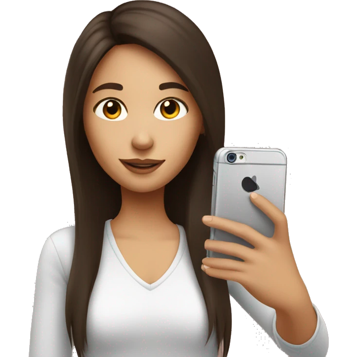 Brunette Girl taking selfie with her phone emoji