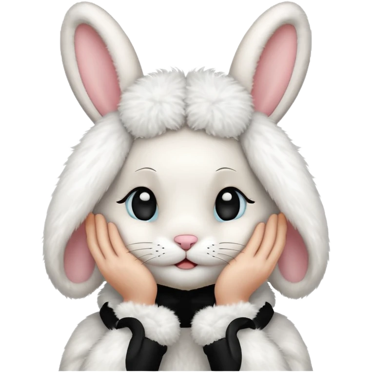 Cute bunny covering face with ears emoji