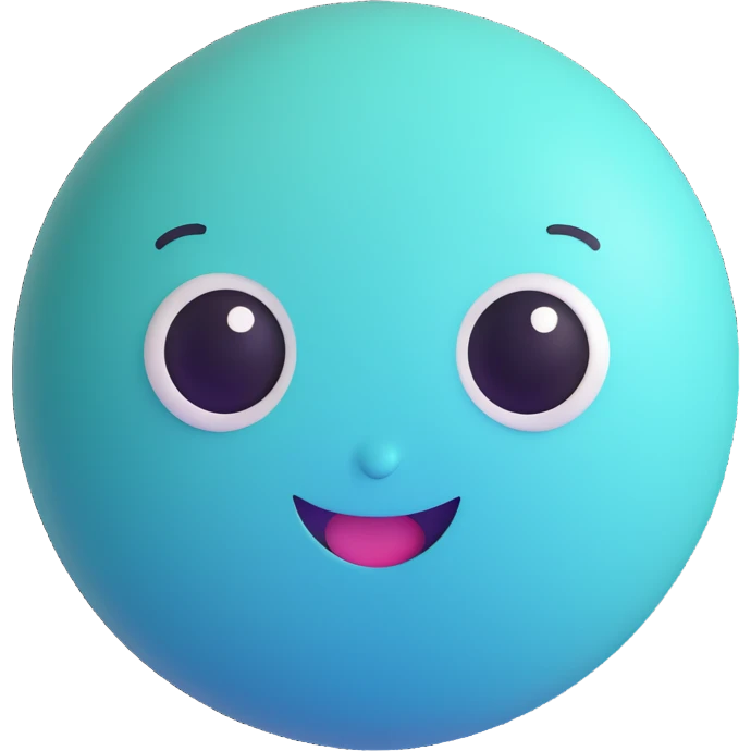 Uranus planet emoji with a mischievous face, blue-green color, thin rings, spark of creativity, symbolizing a person who drives change and new ideas emoji