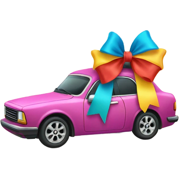 car with a bow on the roof emoji