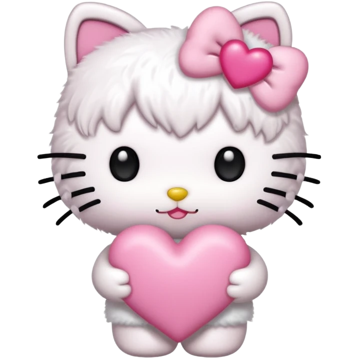 Hello Kitty holding a pink heart emoji