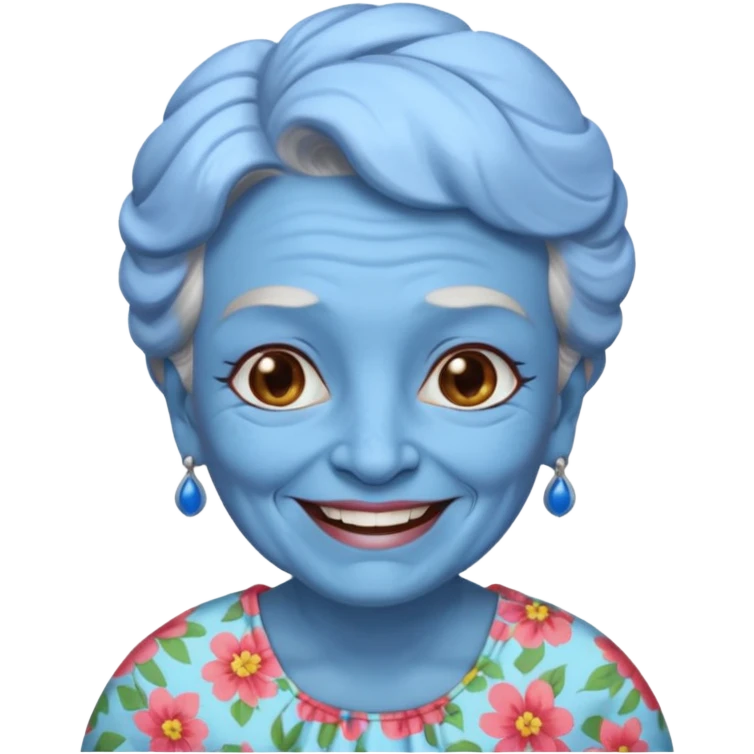 Blue skinned grandma emoji
