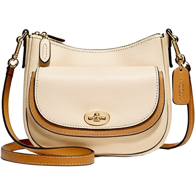 Coach Women's Hadley Mini Crossbody Bag in Pebbled Leather white beige
 emoji