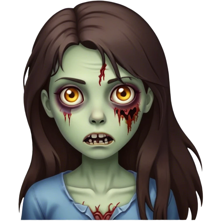 girl zombie with long dark brown hair emoji