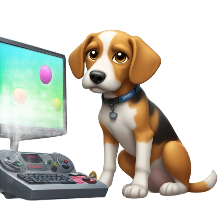 Dog playing video games emoji