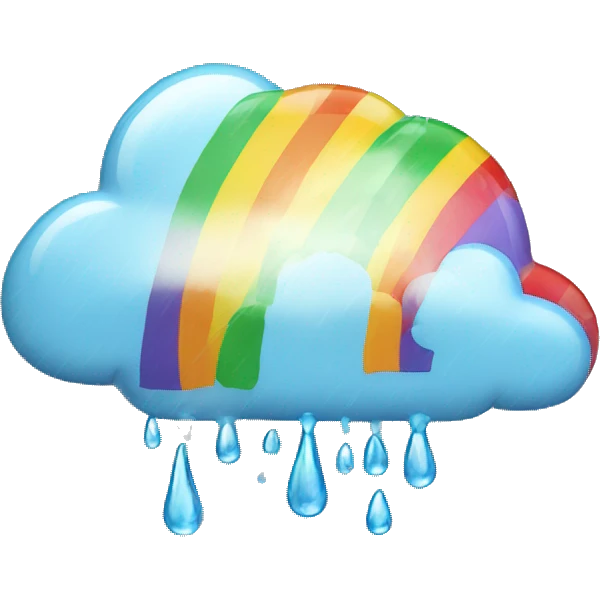 a cloud raining rainbow emoji