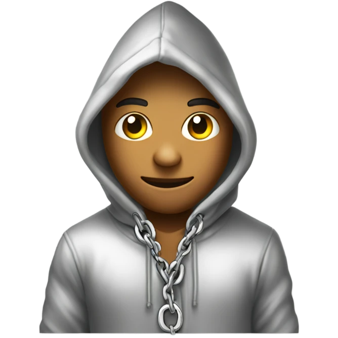Silver chain hanging out of hoodie emoji