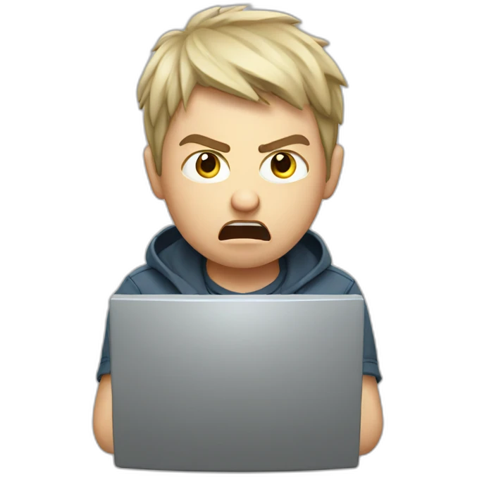 Angry russian boy with a computer emoji