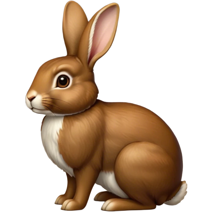 Cinematic Noble Brown Rabbit Portrait Emoji, Poised and regal, with a sturdy, compact build and a rich, velvety brown fur, long, alert ears and deep-set soulful brown eyes, Simplified yet sharp and sophisticated features, highly detailed, glowing with a warm, dignified glow, high shine, intelligent and gentle, stylized with an air of rustic elegance, focused and attentive, soft glowing outline, capturing the essence of a watchful and confident companion, so majestic it feels as though it could hop out of the screen with effortless authority! emoji