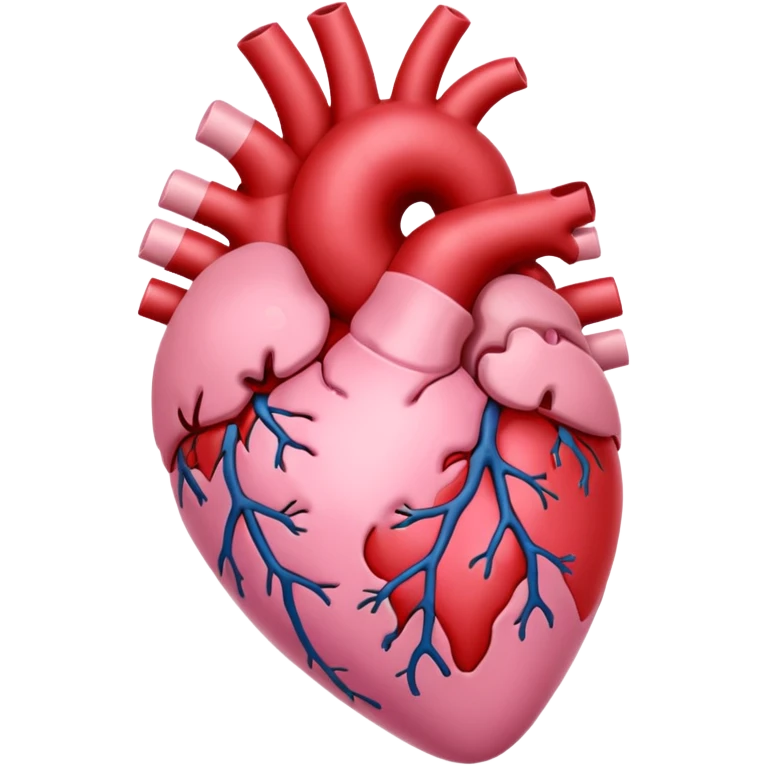 Anatomical heart, soft pink, light, iOS emoji style, variation 2 emoji