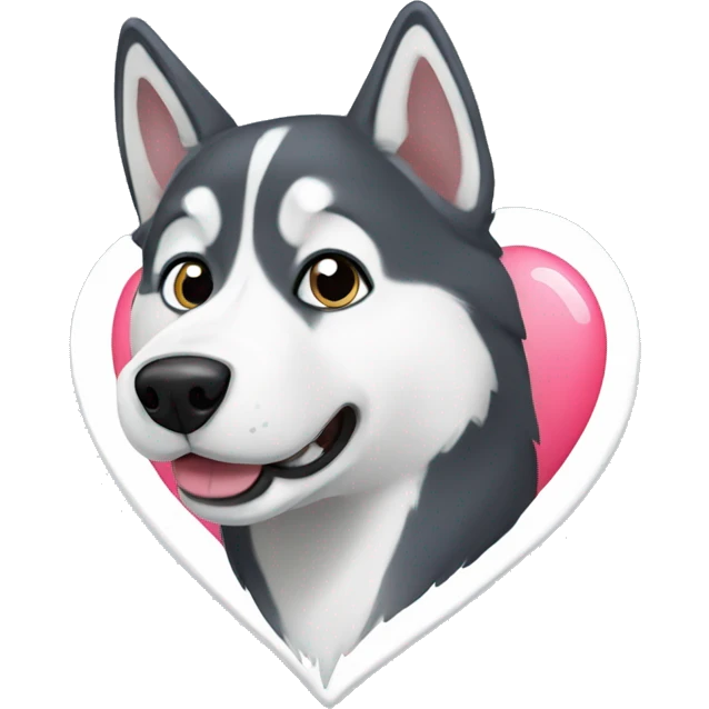 Husky with a heart emoji