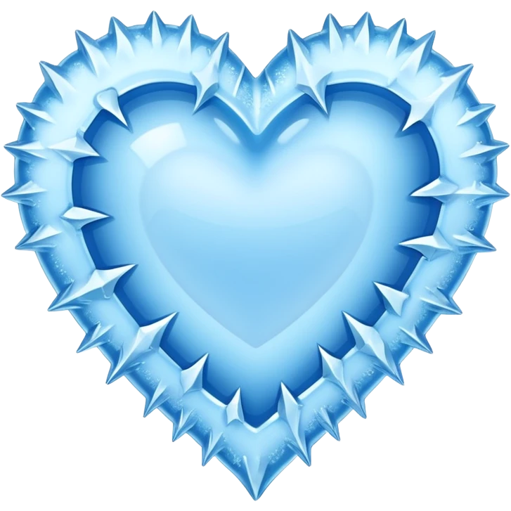 An ice blue heart with frost and jagged ice crystals covering it emoji