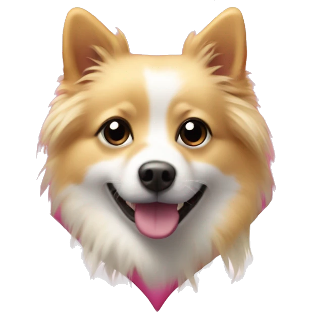 White and blonde spots spitz in a pink heart emoji