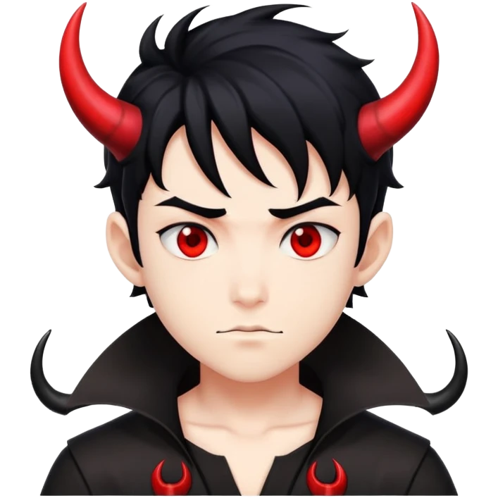 Cool anime devil boy with black hair and horns emoji