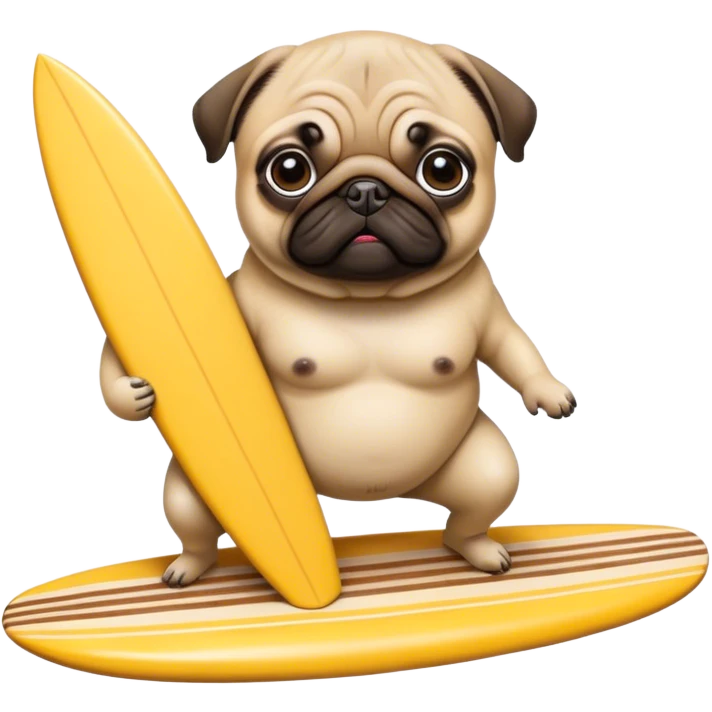 Pug Buddha riding a surfboard  emoji