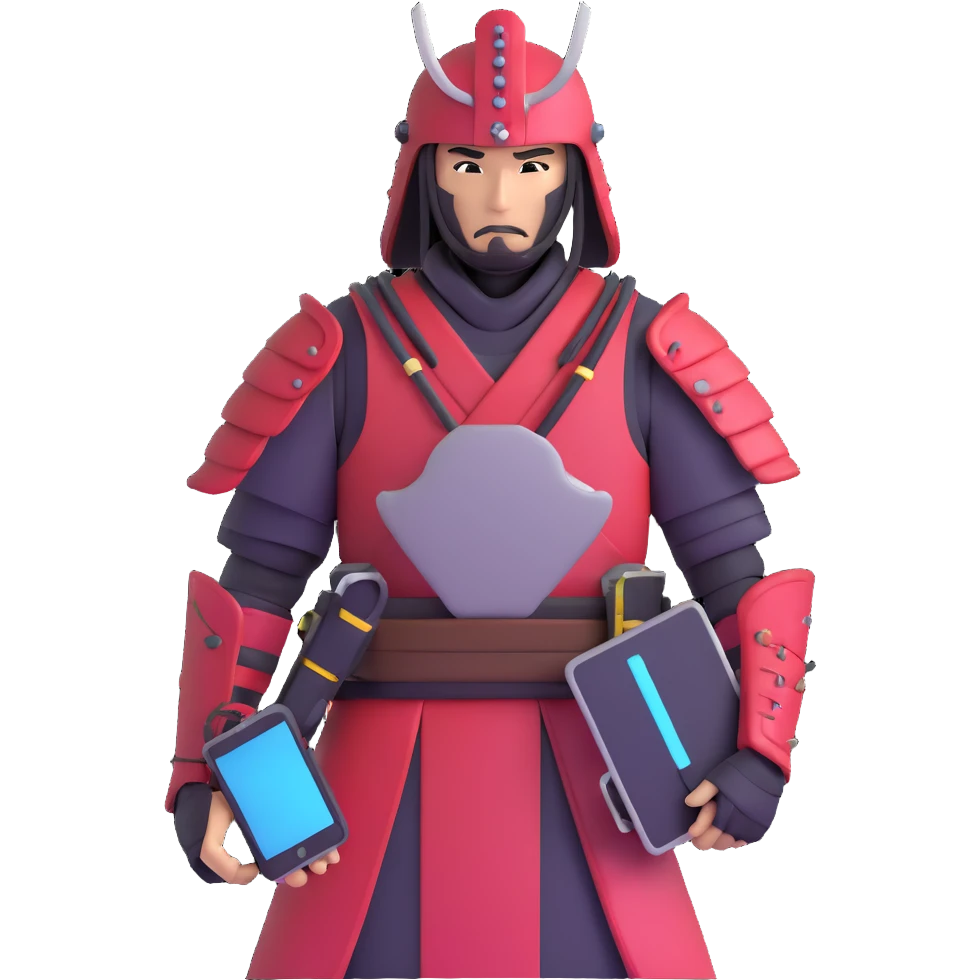 futuristic nomad samurai with tech gadgets emoji