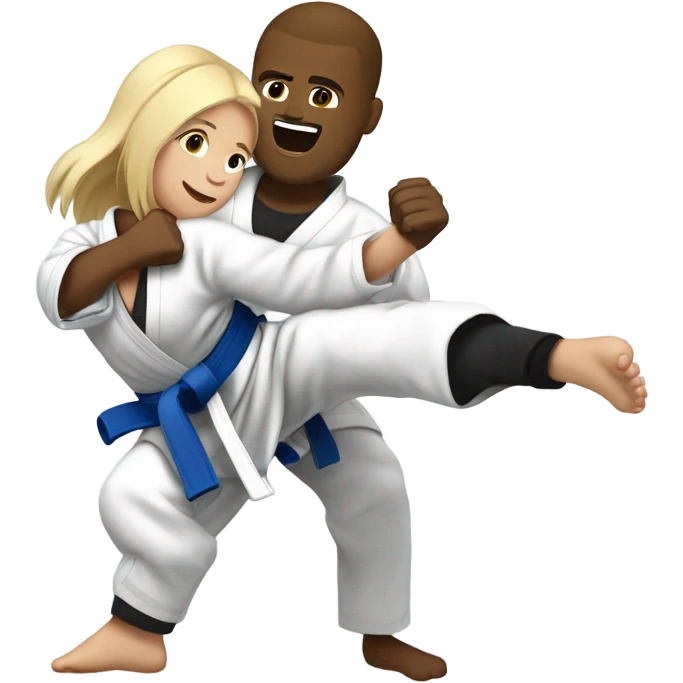 Blonde woman and brunette white man doing Jiu jitsu  emoji