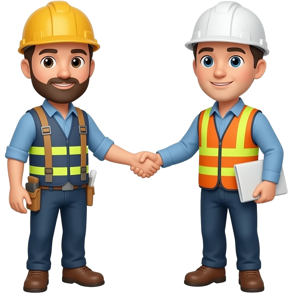 Petroleum engineer and geologist meeting and shaking hands emoji