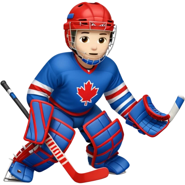 Hockey goalie in red and blue emoji