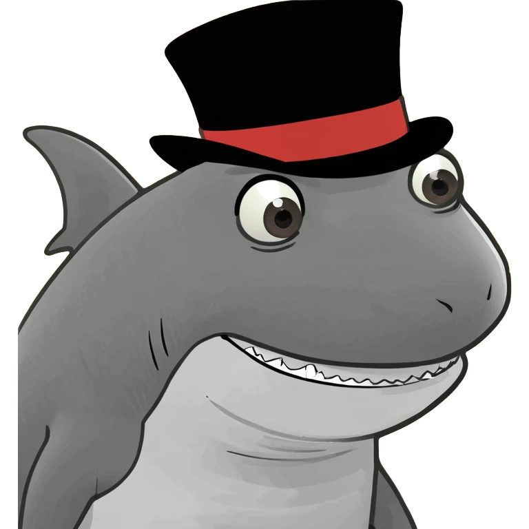 Shark with a top hat emoji